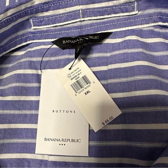 NWT Banana Republic Factory Cotton Stripe Button Front Popover Size XXL - Picture 6 of 8